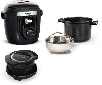 Hornilla Cookeo MOULINEX YY5449FB negra, 6 litros, 9 modos de cocción + extra crujiente, 150 recetas.