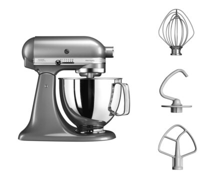 Batidora de pie KitchenAid 5KSM125ECU Artisan, gris, 4,8 L, bol con asa, 300 vatios